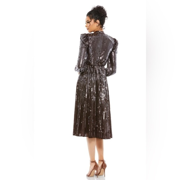 Mac Duggal 93642 NWTGlamorous High Neckline Sequin-embellished in Dark Chocolate - Picture 3 of 8